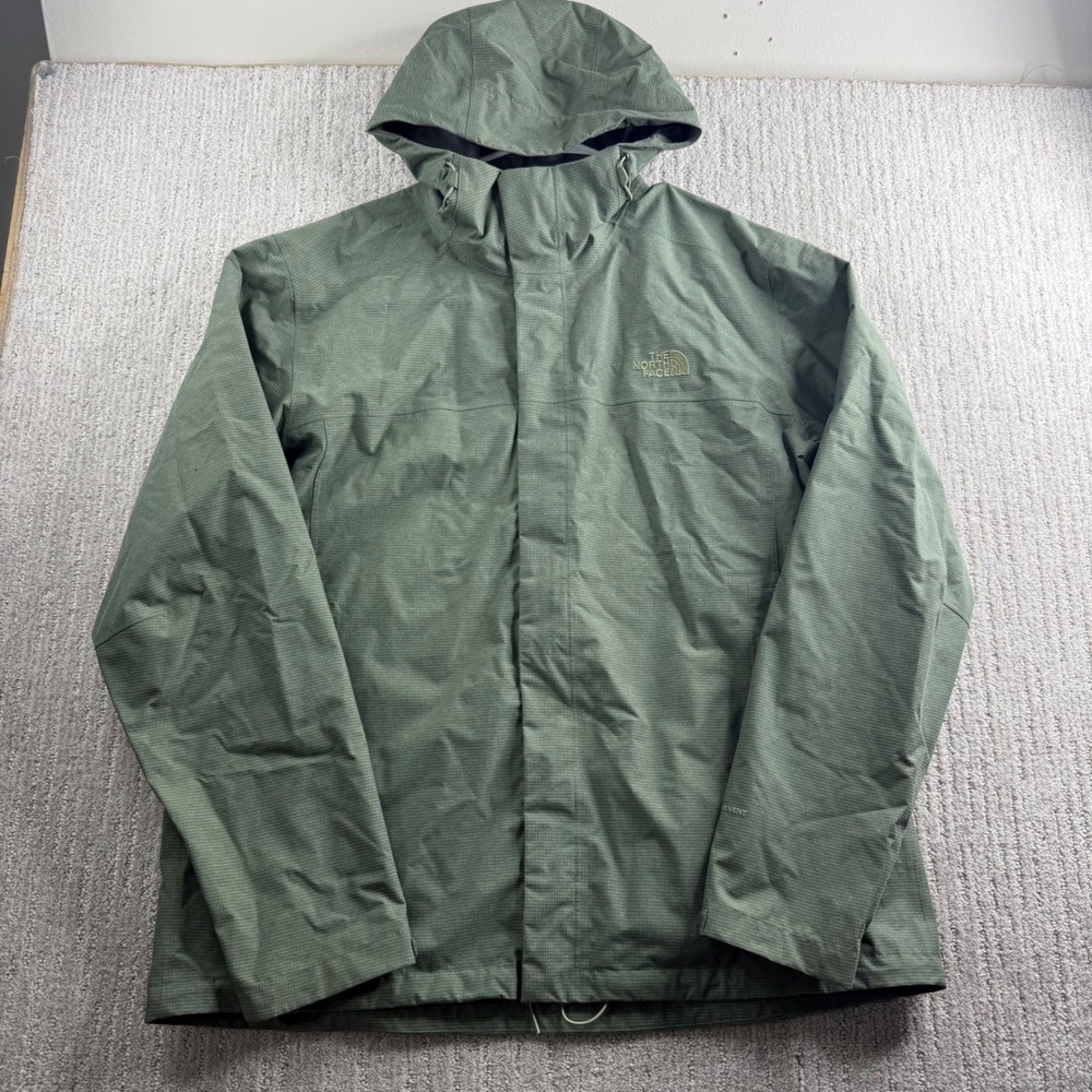 The North Face DryVent Hooded Rain Jacket Mens Size XL Green Ripstop Shell